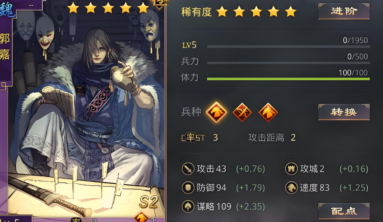 率土之滨大郭嘉怎么加点