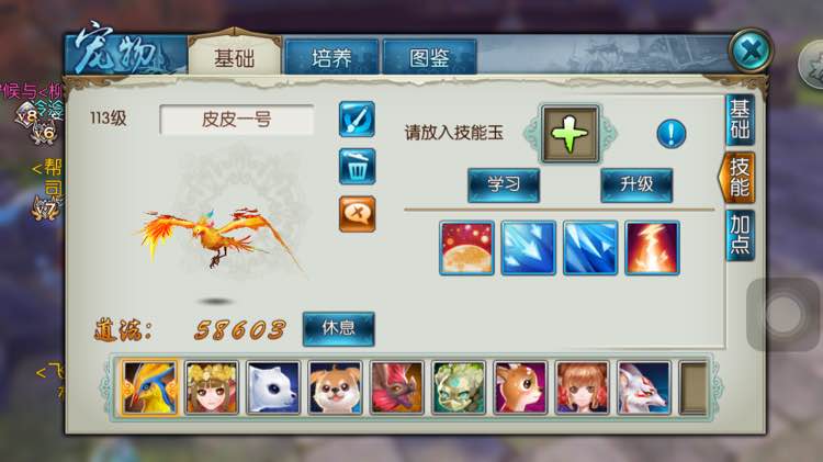 诛仙手游稀有鸟打什么技能